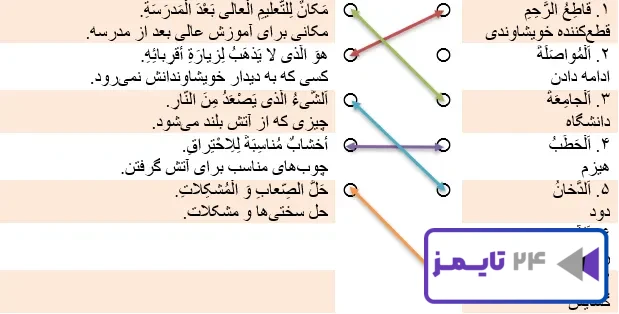 جواب تمرین صفحه 57 عربی نهم