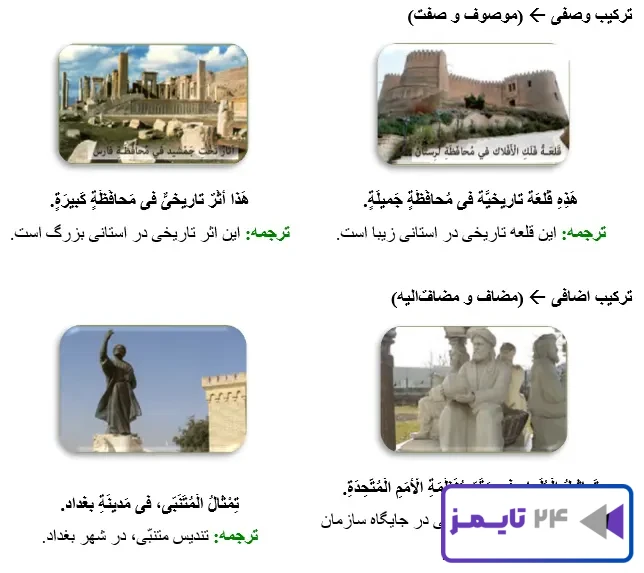 ترکیب وصفی و ترکیب اضافی صفحه 91 عربی نهم 