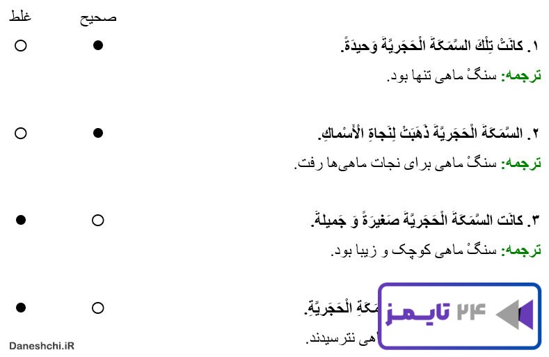 جواب تمرین صفحه 106 درس هشتم عربی هفتم