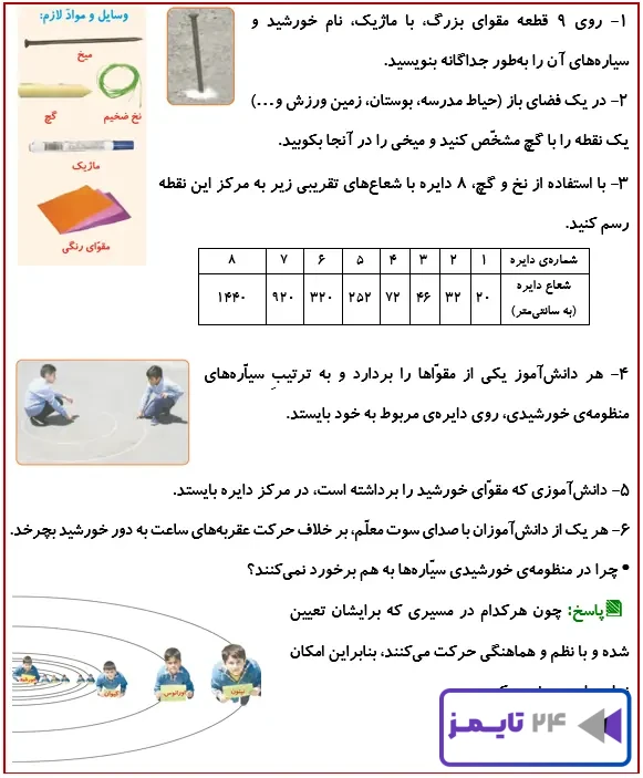 جواب فعالیت صفحه 72 درس هشتم علوم 4