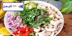 مواد لازم برای تهیه سالاد قارچ و ذرت