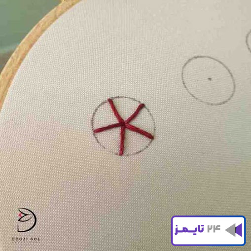 دوخت رز عنکبوتی در گلدوزی برزیلی گام سوم