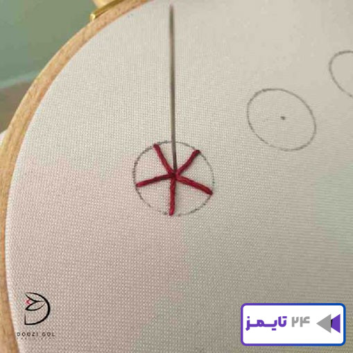 دوخت رز عنکبوتی در گلدوزی برزیلی گام چهارم