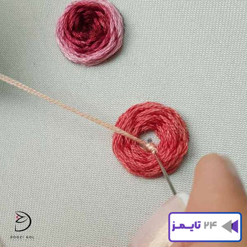 آموزش دوخت رز عنکبوتی در گلدوزی-11