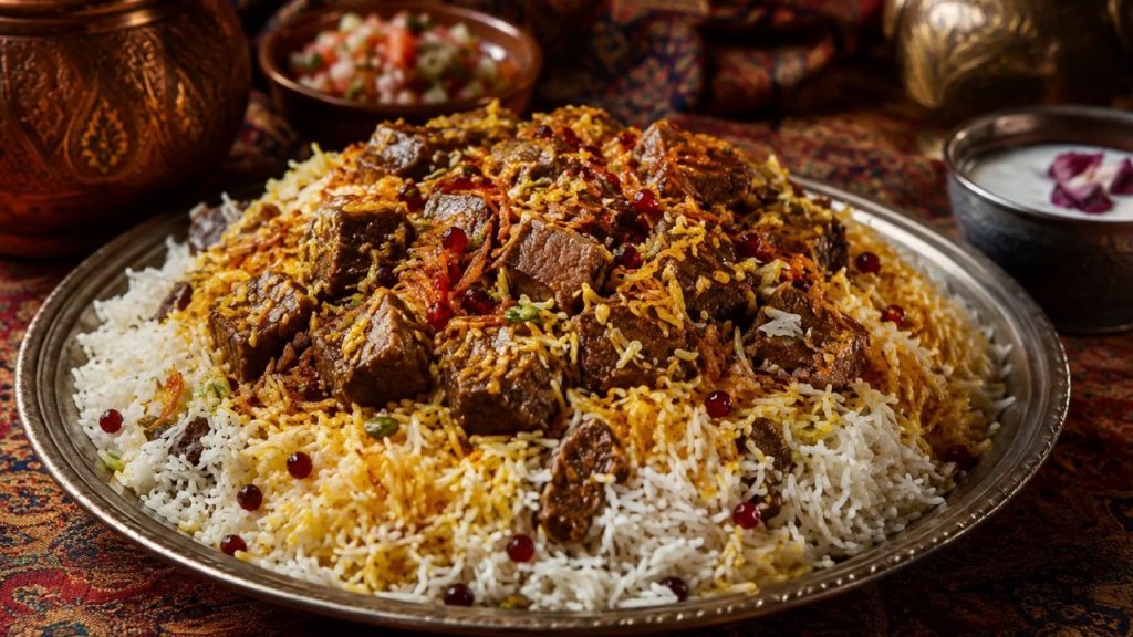 طرز تهیه چلو گوشت مجلسی و رستورانی | با گوشت نرم و خوشمزه