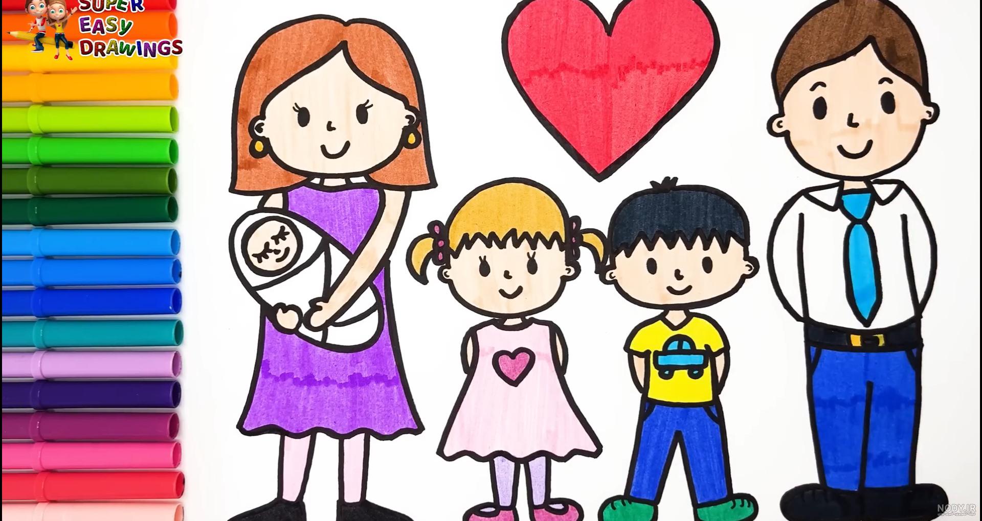 عکس کارتونی خانواده ۴ نفره