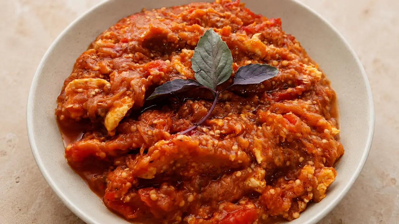 طرز تهیه میرزا قاسمی با بادمجان کبابی