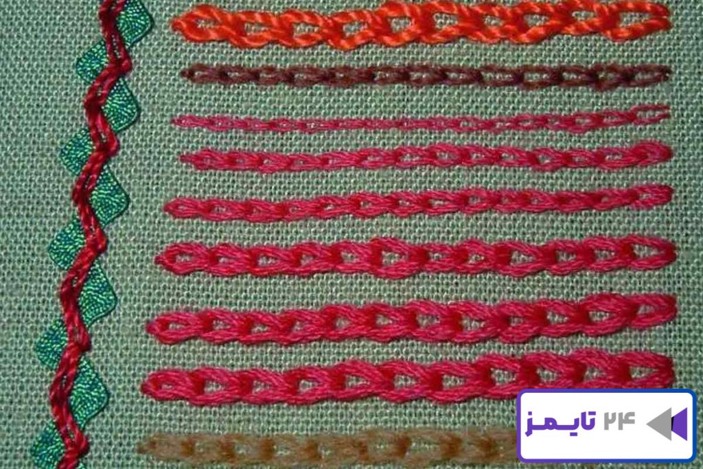 آموزش دوخت زنجیره در گلدوزی