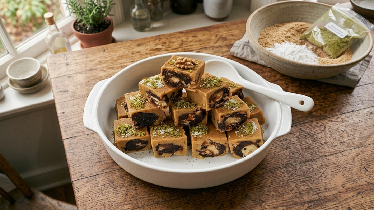 طرز تهیه رنگینک بوشهری اصل با خرما، گردو، آرد و کره را مرحله به مرحله یاد بگیرید و این دسر سنتی و خوشمزه جنوبی را در خانه درست کنید.