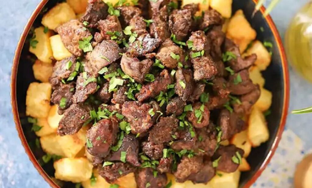 طرز تهیه خوراک جگر گوسفندی | با سیب زمینی و گوجه فرنگی
