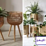 مدل پایه گلدان کوتاه چوبی و حصیری با طرح سه تایی و دوتایی مدل پایه گلدان کوتاه چوبی و حصیری با طرح سه تایی و دوتایی